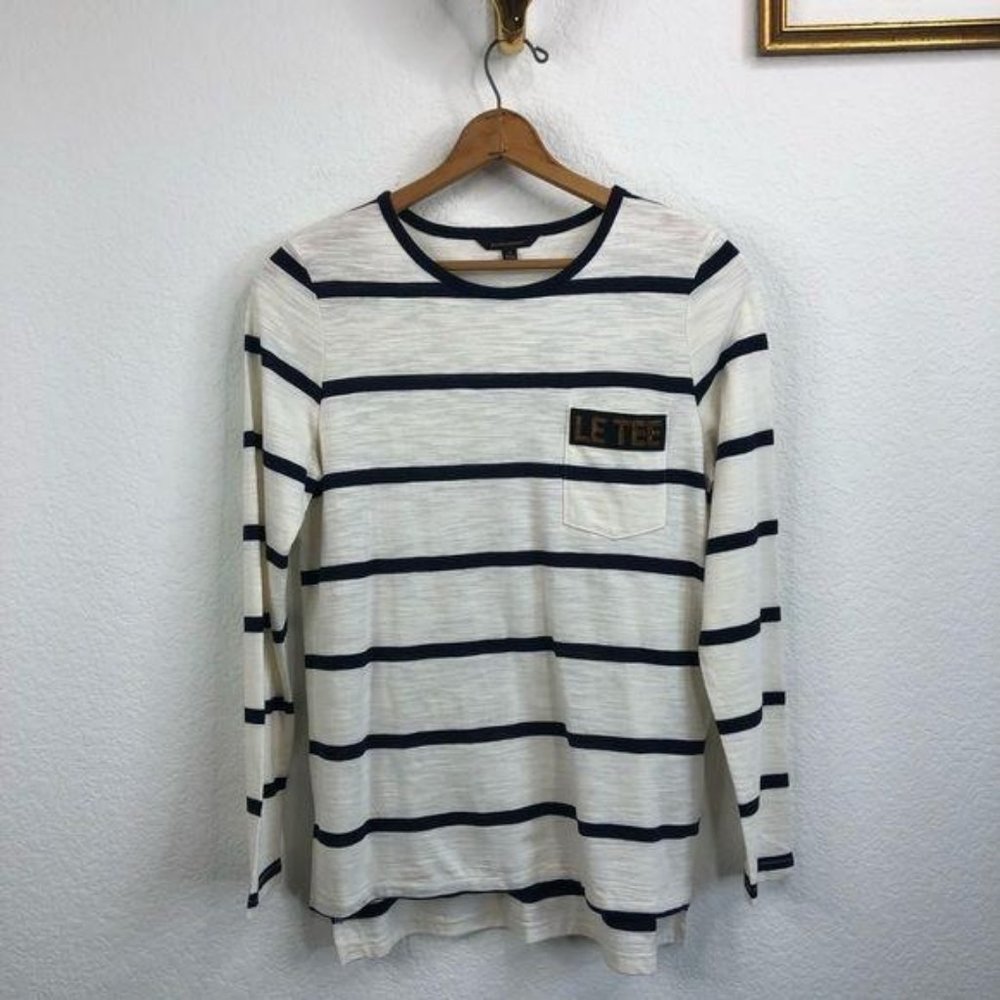 Banana Republic Le Tee Beaded Pocket Striped Tee S - Picture 4 of 8